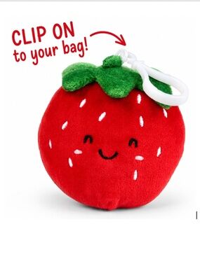 Little Living Nature Strawberry Plush Clip 4” | NWT | Bag Charm, Backpack Clip